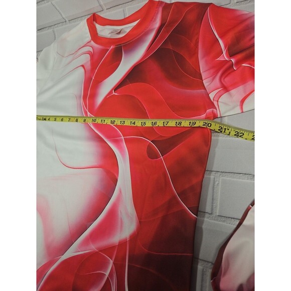Men's Size Medium 2pc White red Swirl Graphic long Sleeve with pants outfit New - Picture 9 of 11